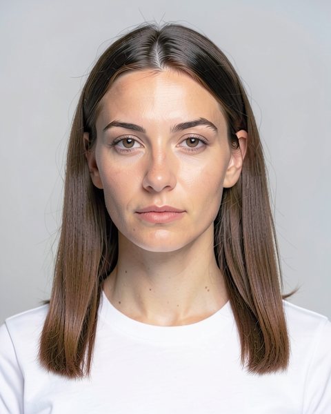 Sleek center part haircut